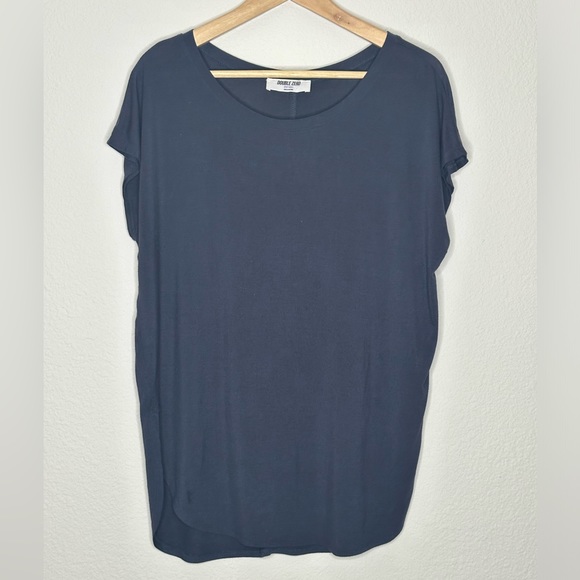 Double Zero brand Super Soft Swoop Bottom Tee - Navy, Small - Picture 3 of 12